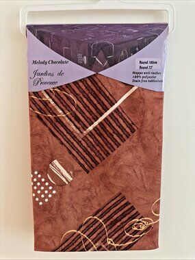 Jardins de Provence Nappe Melody Chocolate 72" Round Tablecloth Stain Free RARE